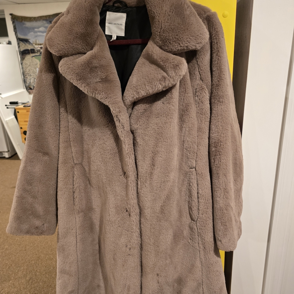 Avec Les Filles Plush Tan Teddy Jacket
